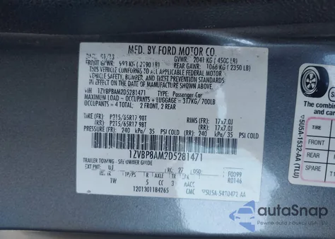 2013 Ford Mustang V6 from USA, damaged, VIN 1ZVBP8AM2D5281471